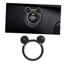 Bling Car Engine Start Button Cover, Rhinestone Key Ignition Knob 1PC Black