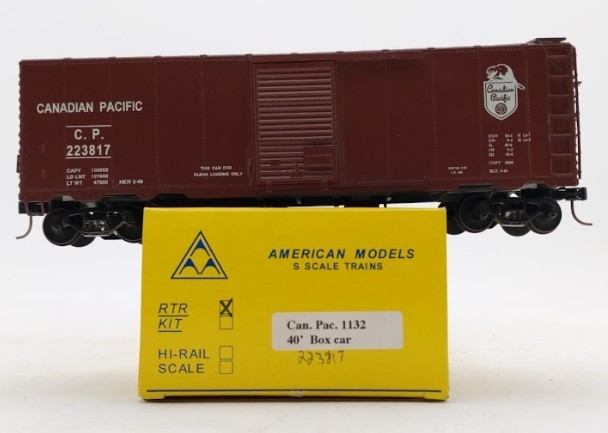 American Models 1132 S Scale Canadian Pacific 40' Boxcar #223809 EX/Box