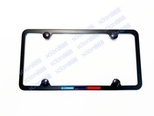 3d Tri-color Emblem Slim Style Black Stainless Steel Metal License Plate Frame