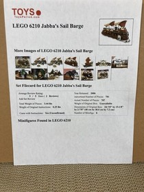 LEGO--Star Wars: Jabba's Sail Barge--(6210)--(Many Parts)--Original Booklet