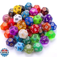 AUSTOR 42 Pieces Polyhedral Dice 12 Sided Game Dice Set Mixed Color Dices Ass