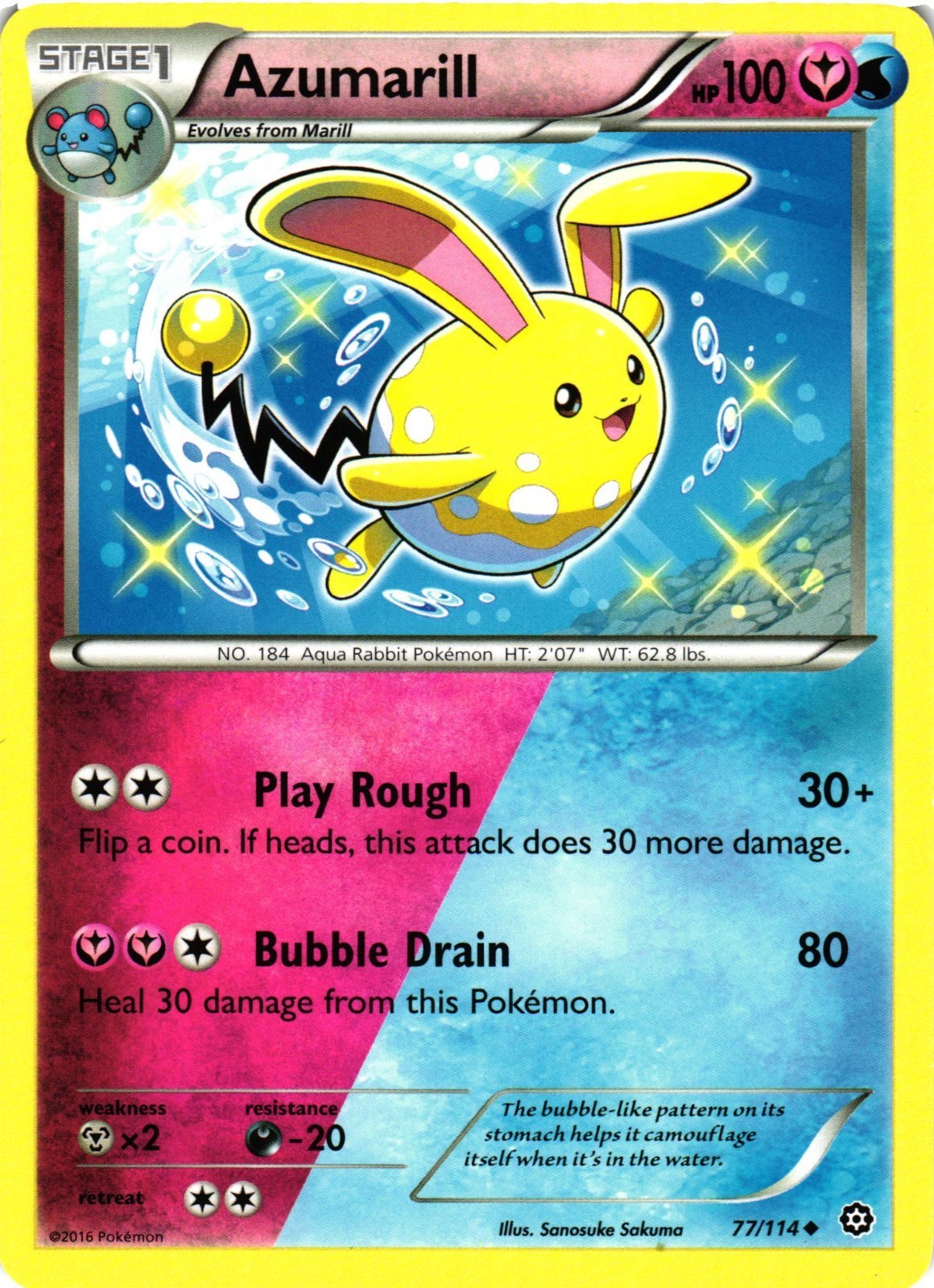 Pokemon TCG Azumarill XY Steam Siege 77/114 LP