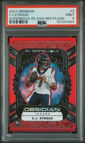 2023 PANINI OBSIDIAN SUPERNOVA ELECTRIC ETCH ASIA RED FLOOD CJ STROUD RC PSA 9