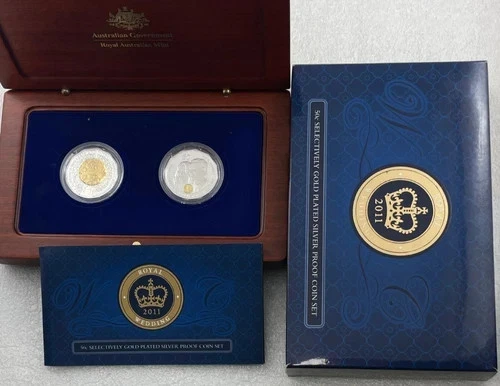 2011 Royal Wedding 50c Selectively Gold Played Silver Proof Coin Set with COA