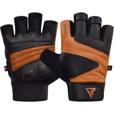 RDX S14 Leather Gym Gloves   Long Wrist Support  Anti-Slip Grip