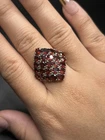 Vintage Garnet Cluster 925 Sterling Silver Diamond Shape Ring Size 7