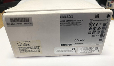 New Shure ANI4IN-Block Audio Network Interface Dante