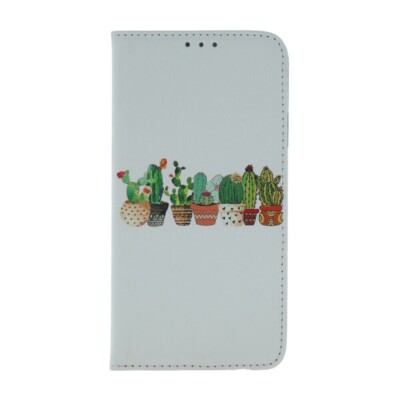 Für Xiaomi Redmi 10c - Book Bunt Muster Handy Tasche Hülle Etui Case KAKTUS WEIß