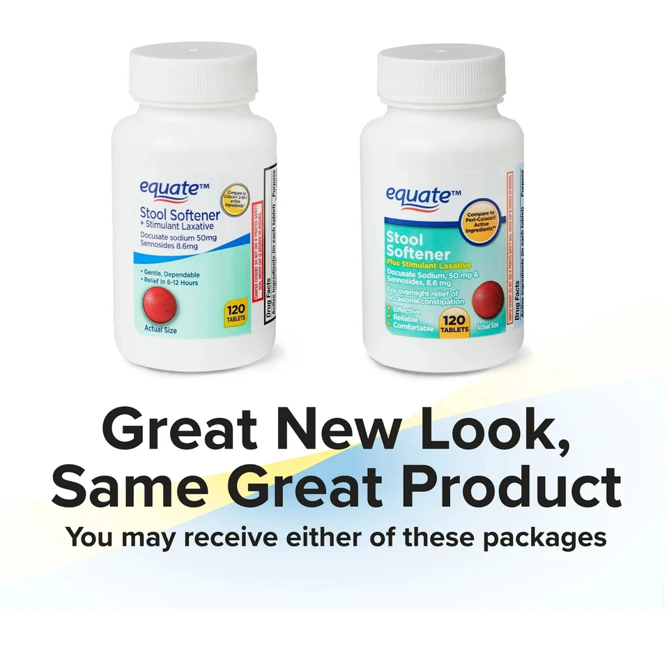 Amaciante de fezes Equate Plus estimulante comprimidos laxantes para constipação, 120 unidades - Imagem 3 de 4