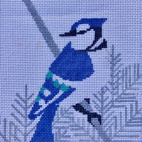 Blue Jay Bird - Hand Painted Needlepoint Canvas