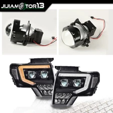 LED Tube Dual Projector Headlights DRL Lamps LH &RH Fit For 09-14 Ford F-150