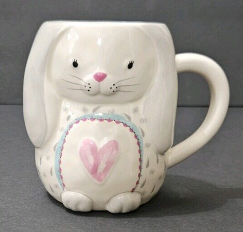 VTG Cute Bunny Heart Coffee Mug by Natural Life Farm Cottage Mother's Day Gift