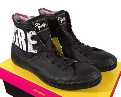 black leather look converse