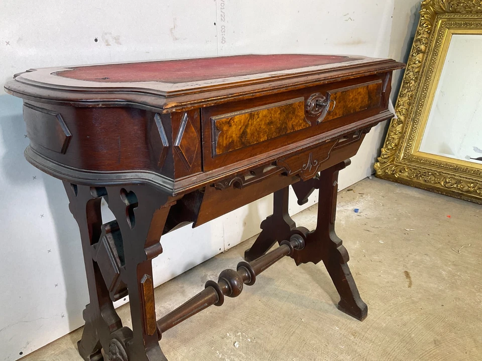 1860-е ореховый викторианский швейный стол подставка работа возрождение Реннаисса антикварный - Изображение 4 из 4