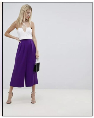 NWT ASOS Design Wide Leg Tailored Large Pleat Culotte Pants