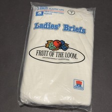 VTG 1982 FRUIT OF LOOM Ladies  Briefs 3 Pk Size 7 Panties Elastic Leg USA NOS