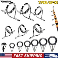 7/6pcs Fishing Rod Repair Kit Tip Guide Replacement Stainless Steel Ceramic Ring