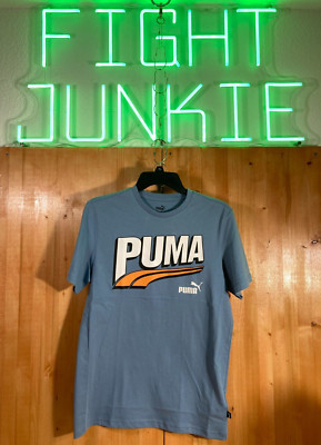NEVER WORN! PUMA MID 90S Large L Lrg Boys Graphic Print T-Shirt Tee Shirt Blue