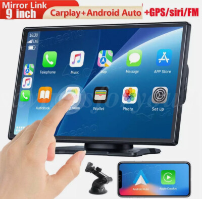 9''Portable Car Stereo Radio Wireless Apple Carplay/Android Auto Touch Screen GPS