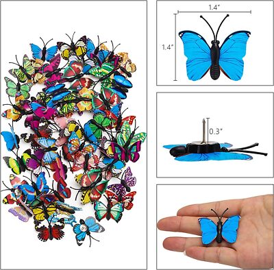 100 Butterfly Push Pins - Colorful Thumb Tacks For Bulletin Boards & Photo Walls