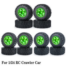 1.0 Beadlock Cnc Wheel Rims Tires Set For 124 Rc Crawler Car Axial Scx24