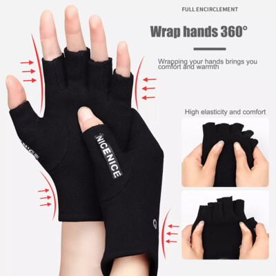 Heated Gloves USB Plug-in Gloves Winter Warm Half Finger Fingerless Gloves  UK