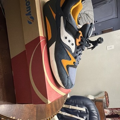 Saucony GRID 9000 Navy Orange White Low Top Lace Up Men's Athletic Shoes