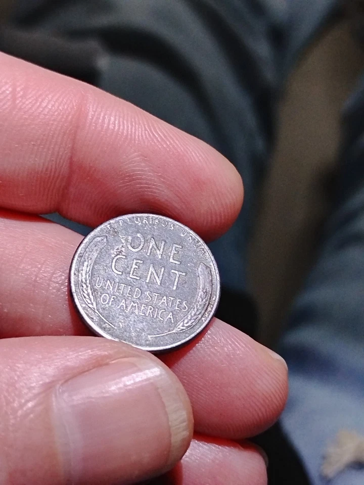 Moneda de centavo de trigo de acero de la Segunda Guerra Mundial 1943 desplazada "E" en el WE Foto 3 de 4