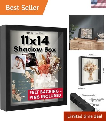 Stylish 11x14 Shadow Box Display Case - Perfect for Tabletop or Wall Mount
