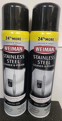 Weiman Stainless Steel Cleaner & Polish/Streak-Free Shine/ Lot of 2 cans