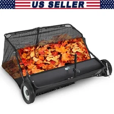Tow-Behind Lawn Sweeper 42-inch Leaf Yard Grass Collector 21 cu.ft. Adjustable