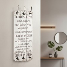 Wandgarderobe 100cm Shabby Chic Garderobenpaneel 6 Hakenleiste Holz Garderobe