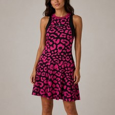 Adidas Stella McCartney Tennis Dress M Pink Black Leopard Barricade Athleisure