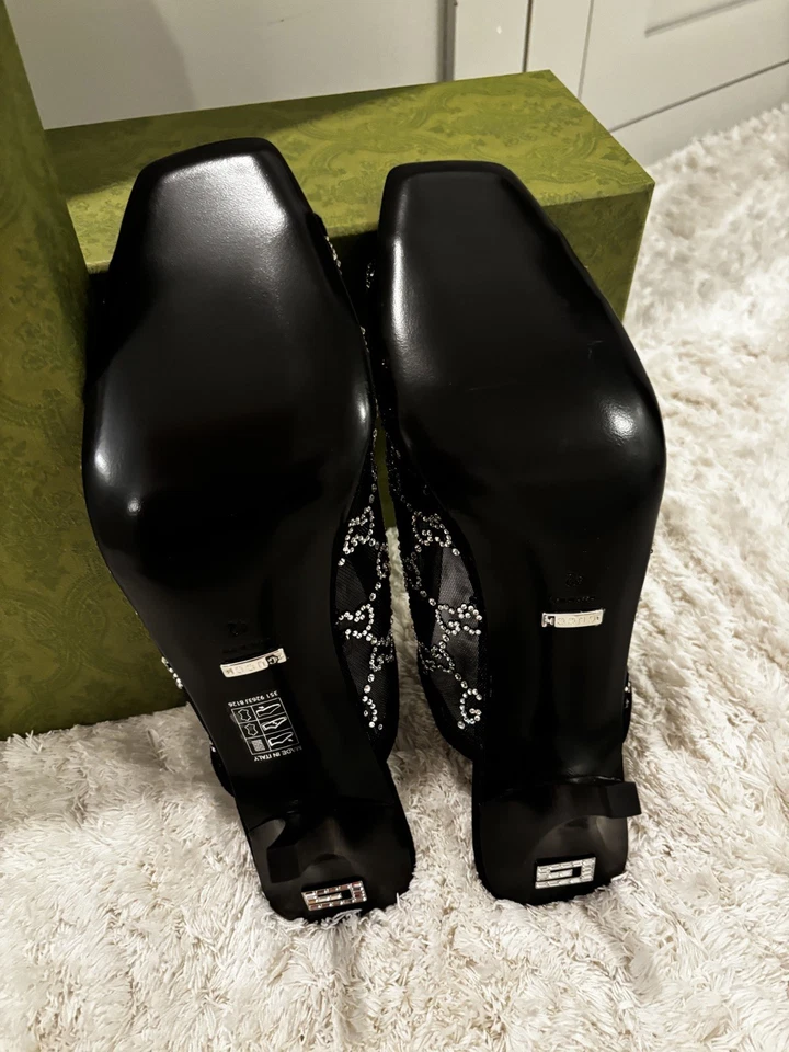 Gucci GG Crystal Embellished Sandals / Black Mules  / Brand New / 42 EU 12 US - Image 3 of 4