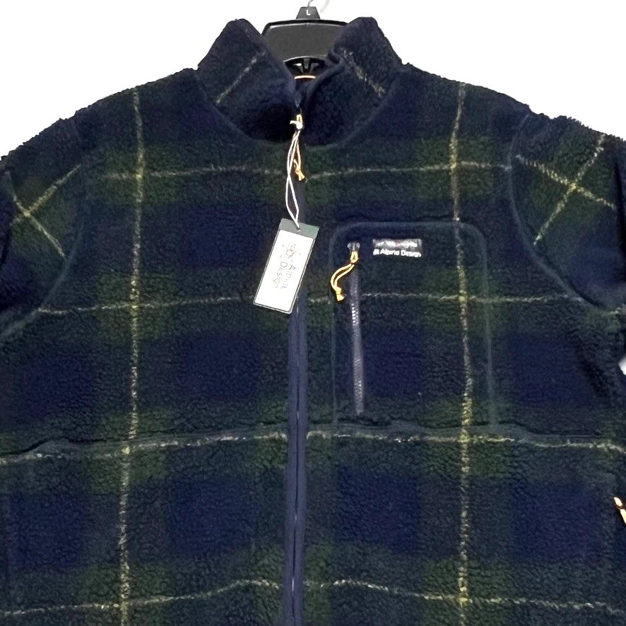 Chaqueta polar Sherpa diseño alpino para hombre GRANDE verde azul marino a cuadros senderismo al aire libre Foto 3 de 4