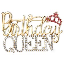 Birthday Brooch Pins, Metal Queen Crown Brooch Sparkling Rhinestone Crystal L...