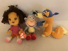 Ty Beanies Dora the Explorer  Dora , Boots Monkey & Swiper Fox Soft Toys x 3 
