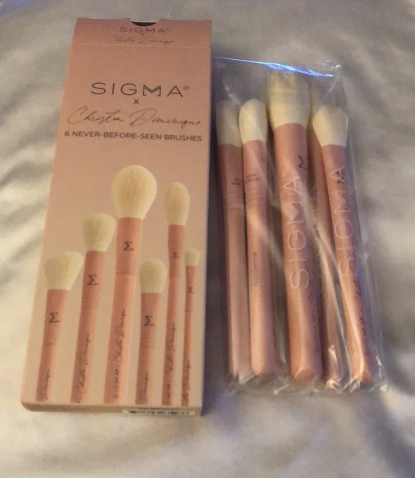 Sigma x Christians Dominique 6 peças conjunto de pincéis faciais nunca antes vistos novo na caixa - Imagem 2 de 4
