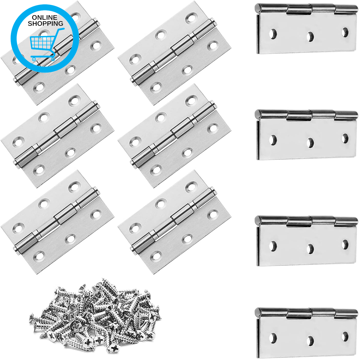 10Pcs Door Hinges Stainless Steel Folding Butt Hinges Door Cabinet Hinge Connect