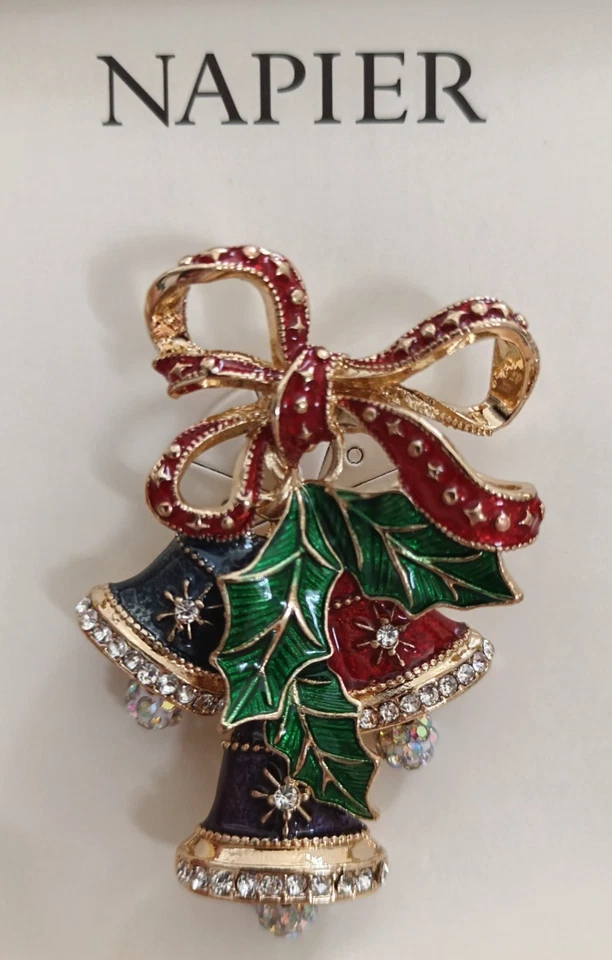 Nuevo en Caja Napier Campanas Tono Dorado Navidad Fiesta Prendedor Nuevo en Caja Foto 4 de 4