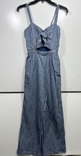 Abercrombie Fitch Jumpsuit Women Sz S Blue White Striped Tie Open Summer