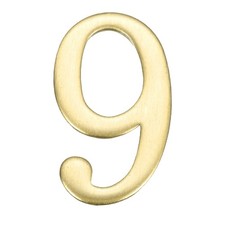 House Numbers for Outside 1.85" Self Adhesive 3D Brass Number Sticker Number 9 