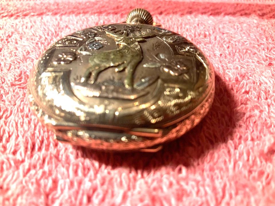 1895 ELGIN 14K SOLID GOLD POCKET WATCH 6S 7J  FULL HUNTER CASE RUNS GRADE 56 Exc - Image 2 of 4