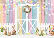 7x5ft Easter Photo Backdrop Spring Colorful Wooden Background F146 Design