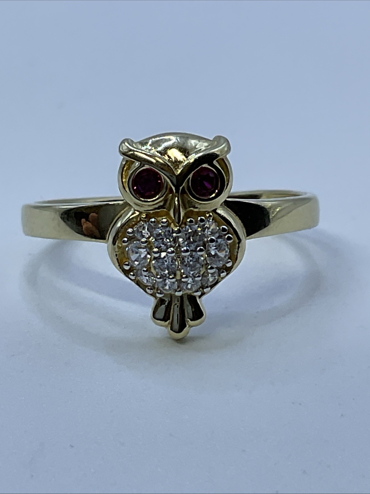 D&B Solid 14K Yellow Gold Created Ruby & White CZ… - image 1