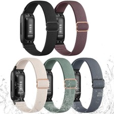 Elastic Bands for Fitbit Inspire 3 2, Water-Resistant Stretchy Nylon, Adjustab