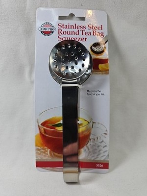 NEW Norpro Stainless Steel Round Tea Bag Squeezer, One Size 6.5'' Tea Infusers