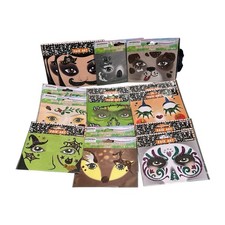 Lot 16 Halloween Face Art Stickers Glitter Gems Costume Makeup Adhesive Regent