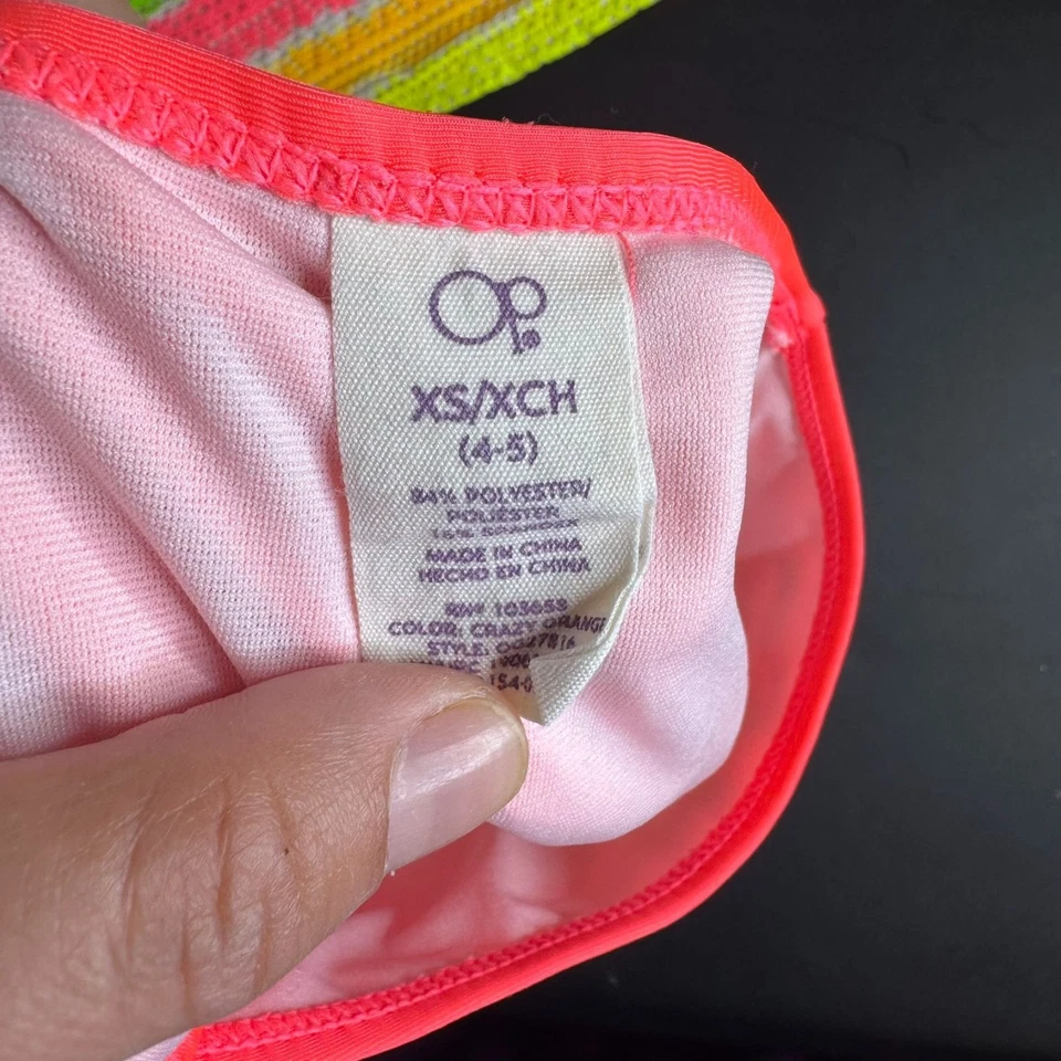 Biquíni listrado rosa OP feminino 2 peças top de crochê costas cruzadas, tamanho XS (4-5) - Imagem 3 de 3