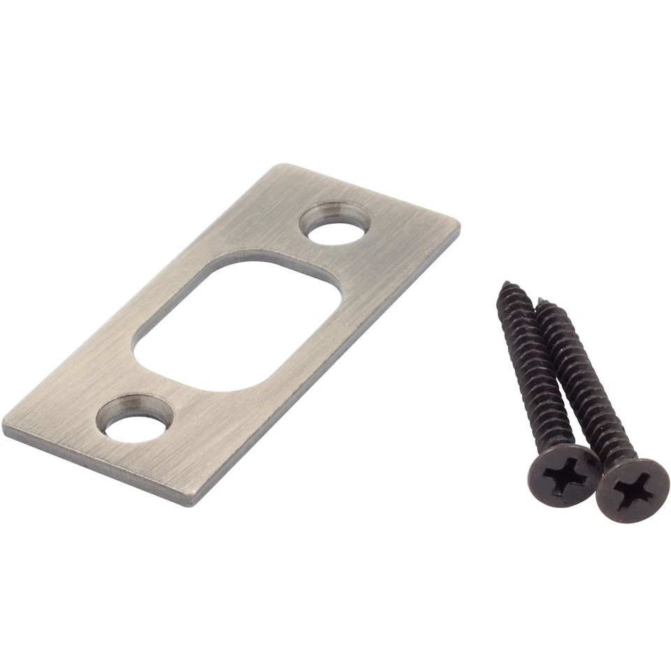 STONE HARBOR HARDWARE Square Corner Deadbolt Strike Plate, 1" x 2-1/4", 1-5/8" Center-to-Center, Antiq